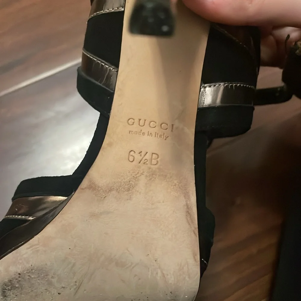 Gucci Black and Gold Heel Sandal size 6.5 - Picture 6 of 11